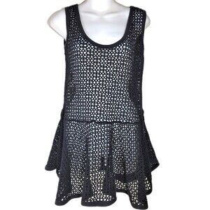 Vintage Woman's Cover Up Y2K Knit Mesh Black Cotton One Size USA